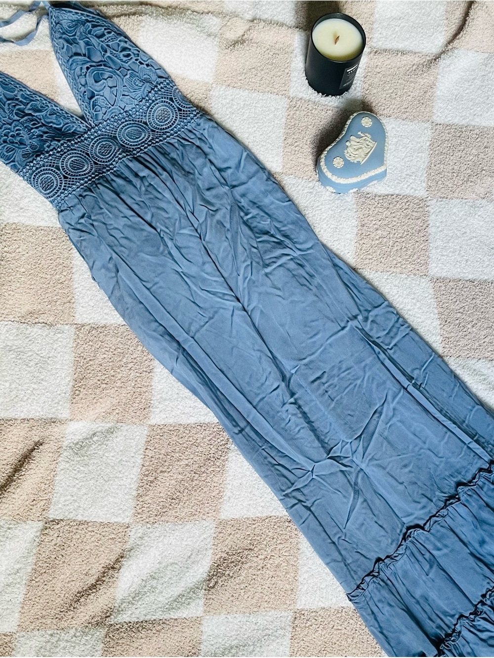 Rue21 Slate Blue Lace-Top Maxi Dress
